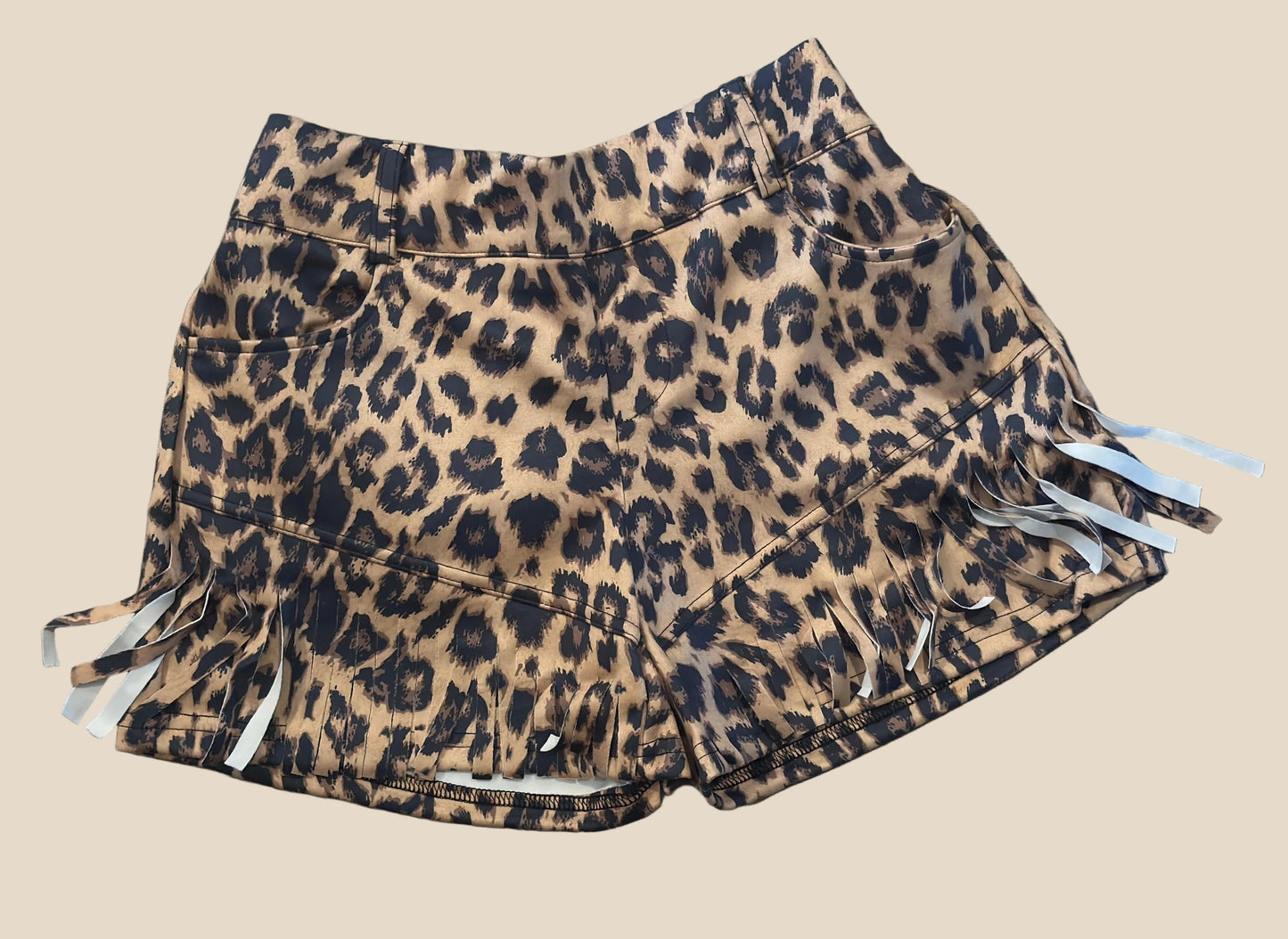 Suede You Look Leopard Fringe Shorts