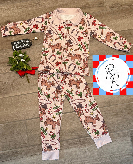 Gingerbread Cowboy Christmas Pajama Set