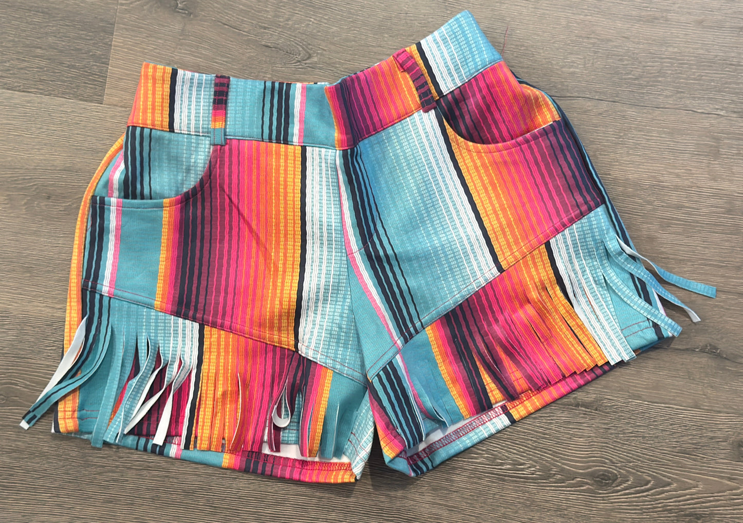 Suede You Look Serape Fringe Shorts