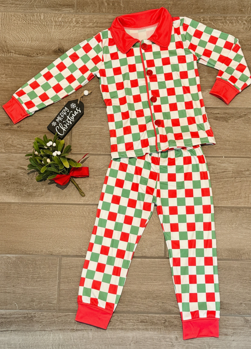 Checkered Christmas Pajama Set