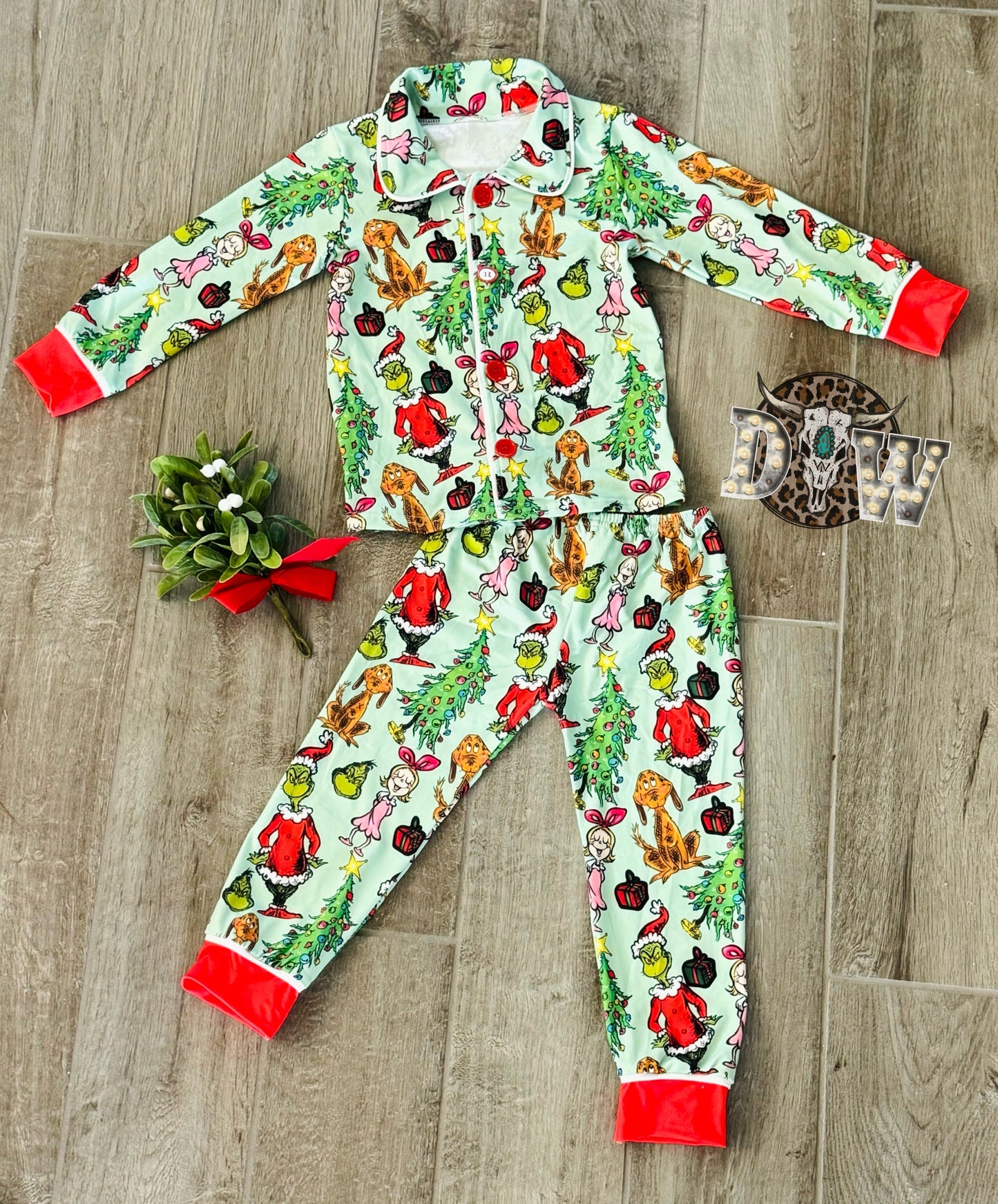 Grinch Cindy Lou and Max Christmas Pajama Set - Double Take Western Boutique