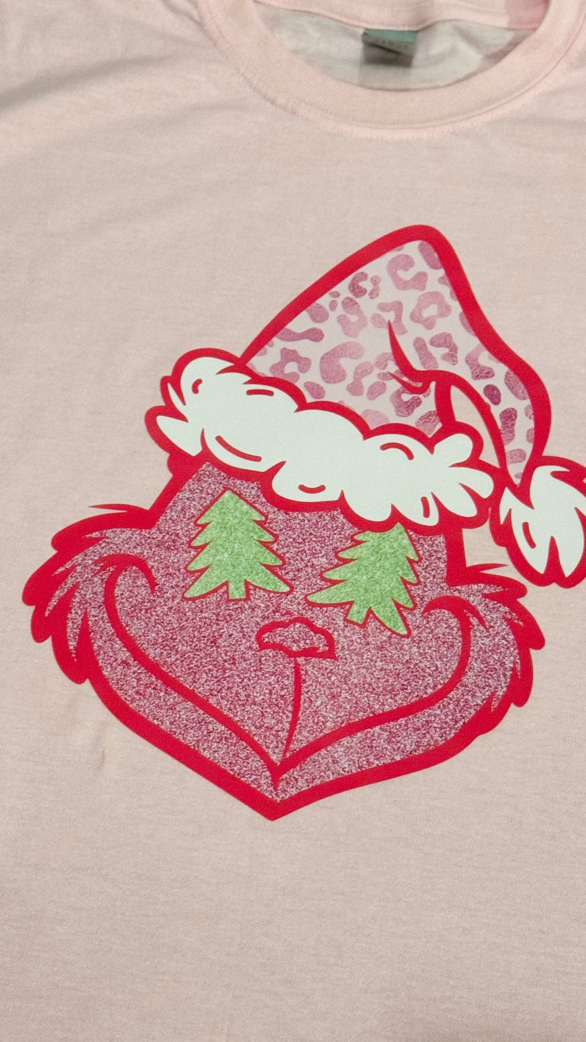 Adult Pink Grinch Face Christmas Graphic Tee - Double Take Western Boutique