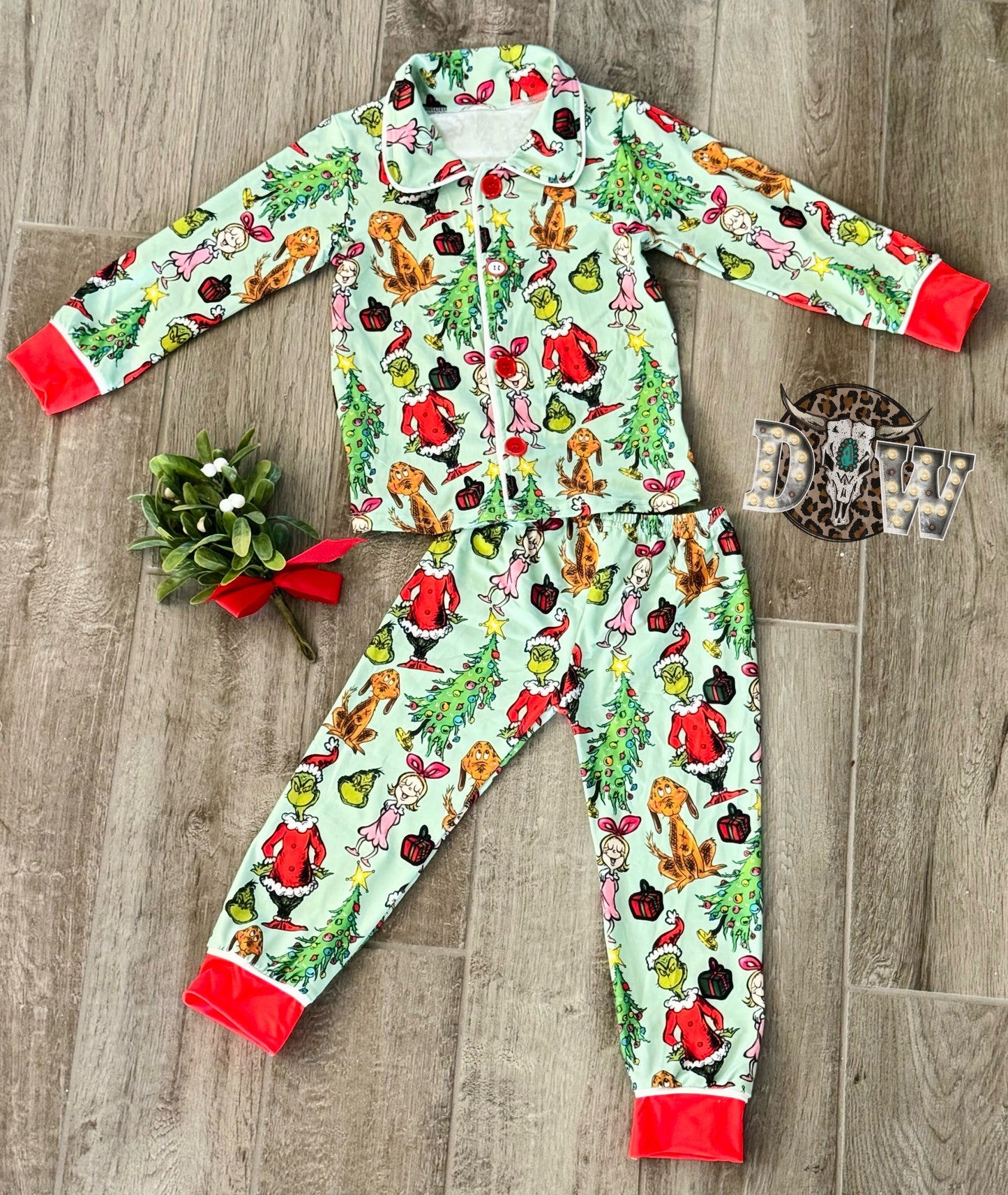 Grinch Cindy Lou and Max Christmas Pajama Set - Double Take Western Boutique