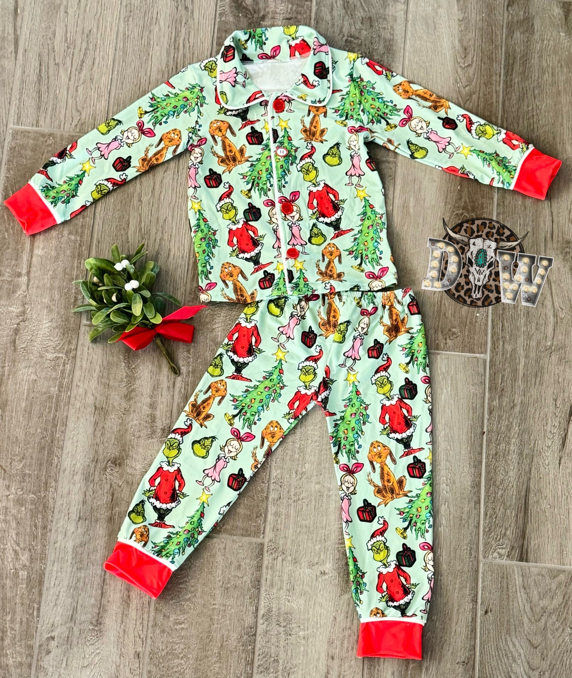 Grinch Cindy Lou and Max Christmas Pajama Set - Double Take Western Boutique