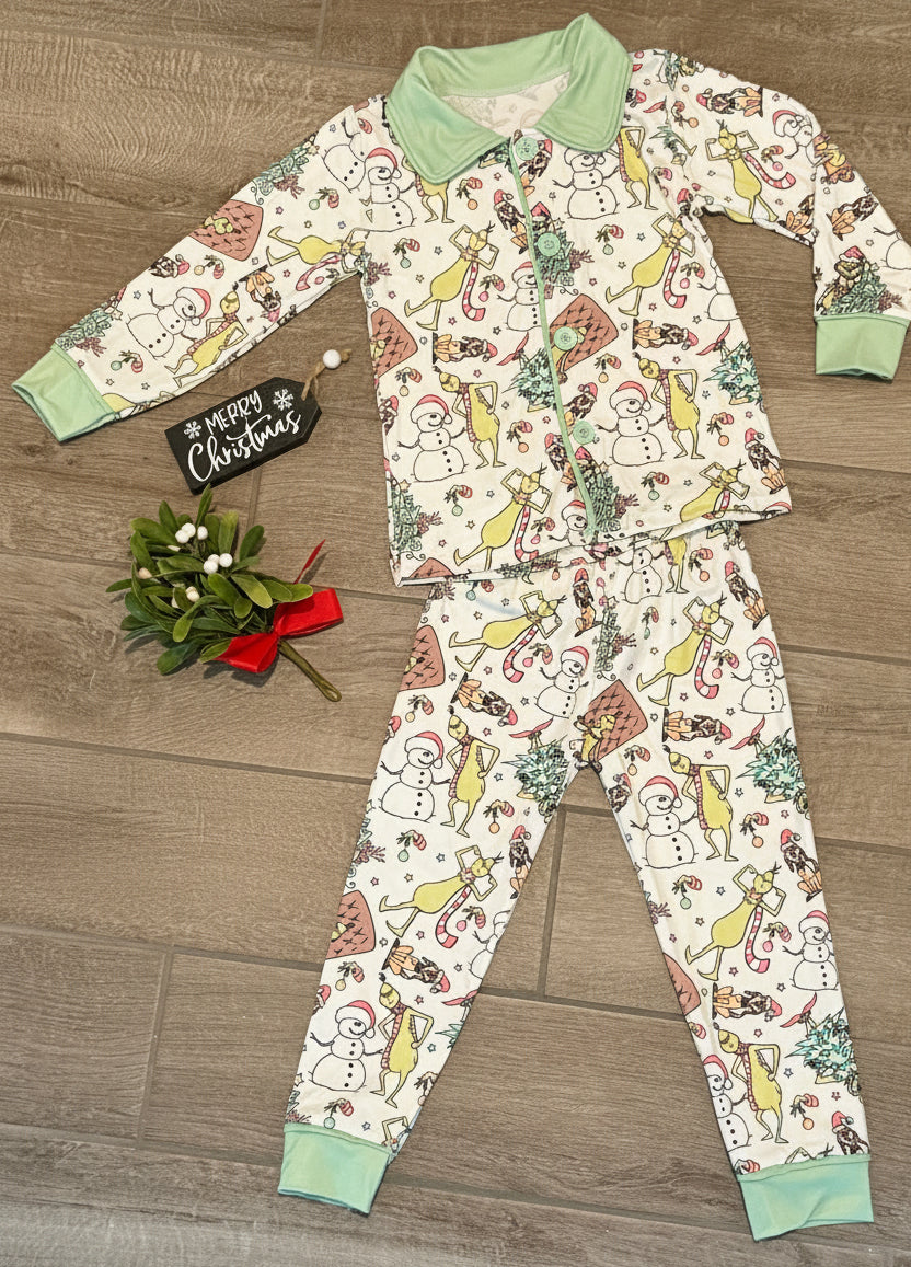 Mean One Grinch Christmas Pajama Set - Double Take Western Boutique