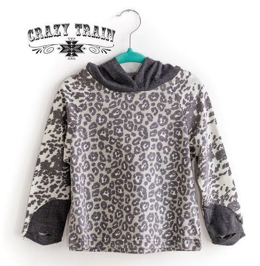 Girls Rodeo Drive Leopard Cowhide Hoodie - Double Take Western Boutique