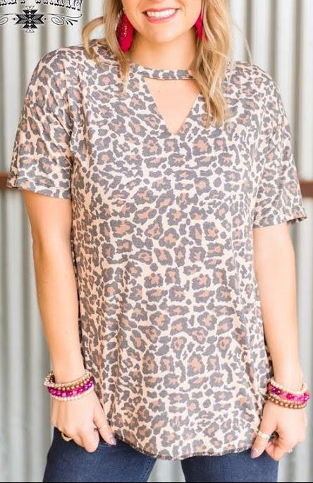 Laredo Leopard V-neck Textline Top - Nico Bella Boutique 