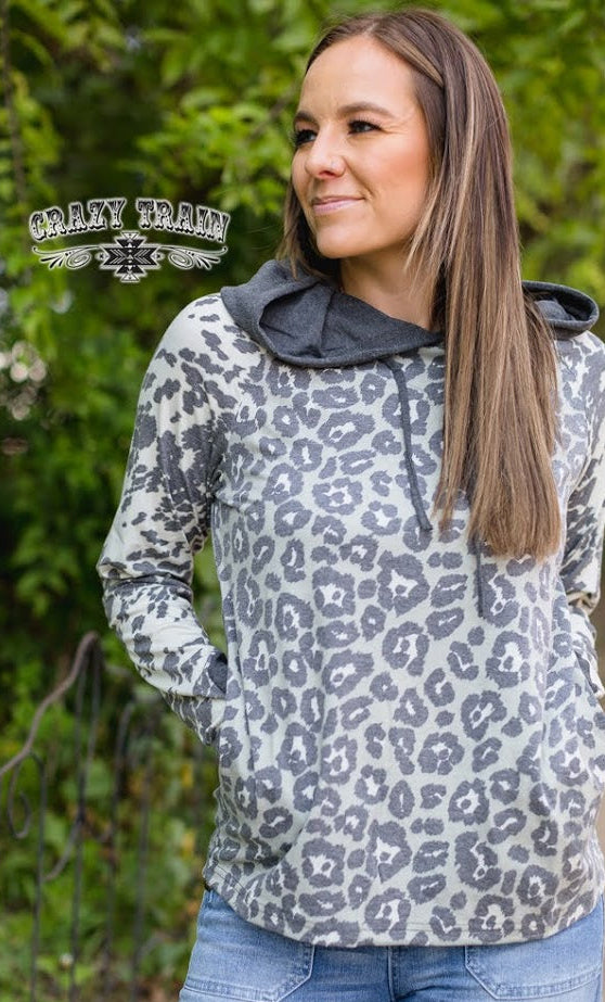 Rodeo Drive Leopard Cowhide Hoodie - Double Take Western Boutique