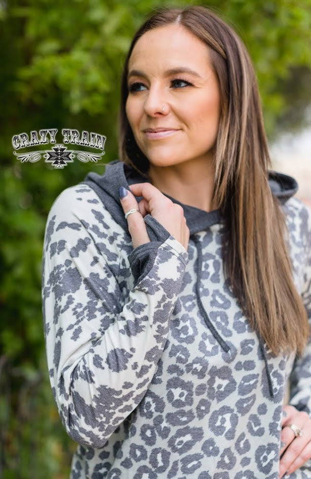 Rodeo Drive Leopard Cowhide Hoodie - Double Take Western Boutique