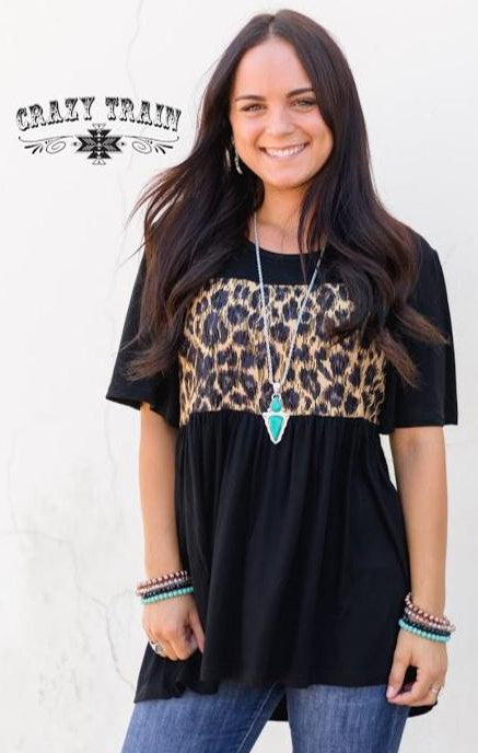 Whitney Wild Top Black and Leopard - Nico Bella Boutique 