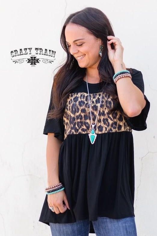 Whitney Wild Top Black and Leopard - Nico Bella Boutique 