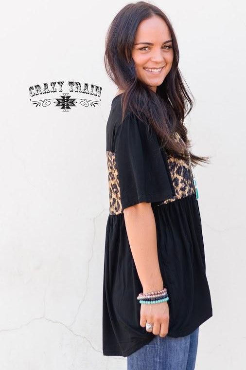 Whitney Wild Top Black and Leopard - Nico Bella Boutique 