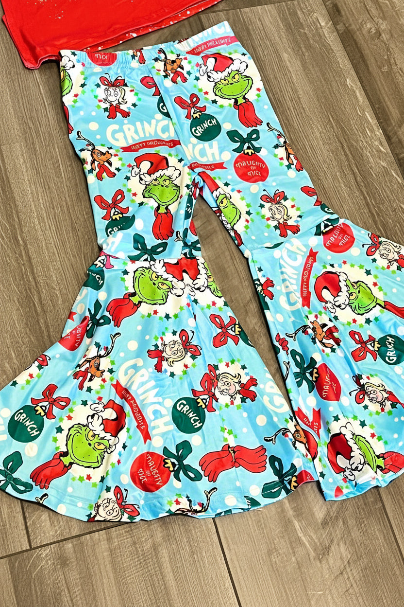 The Grinch Bell Bottom Christmas Outfit - Double Take Western Boutique