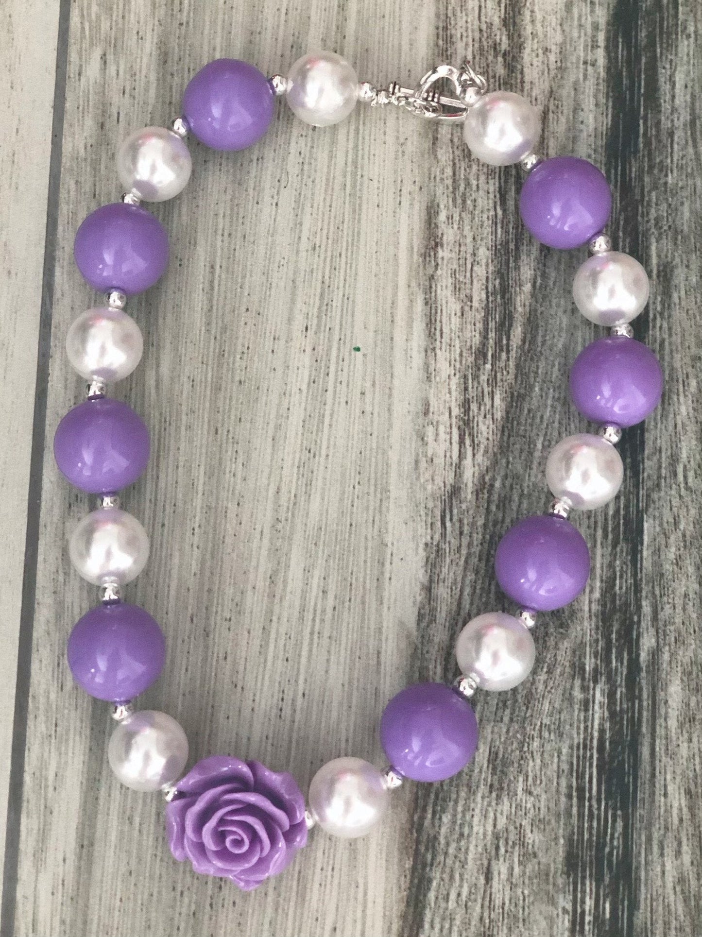 Lavender & Pearl Bubblegum Necklace - Nico Bella Boutique 