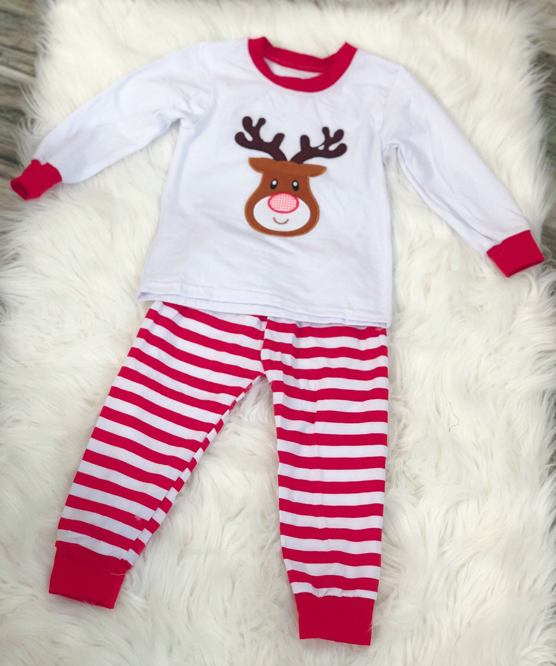 Boys White Deer Pajamas - Nico Bella Boutique 