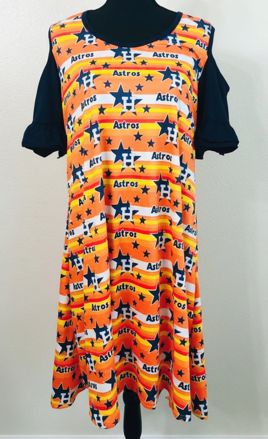 Women's Houston Astros Cold Shoulder Dress - Nico Bella Boutique 