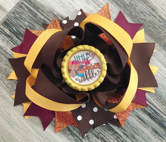 Little Miss Gobble Till You Wobble Hair Bow - Nico Bella Boutique 