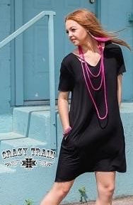 Black Druzzy Pocket Dress - Nico Bella Boutique 