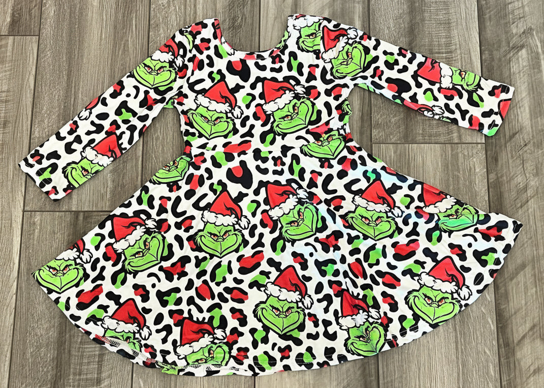 Grinch Leopard Twirl Dress - Double Take Western Boutique