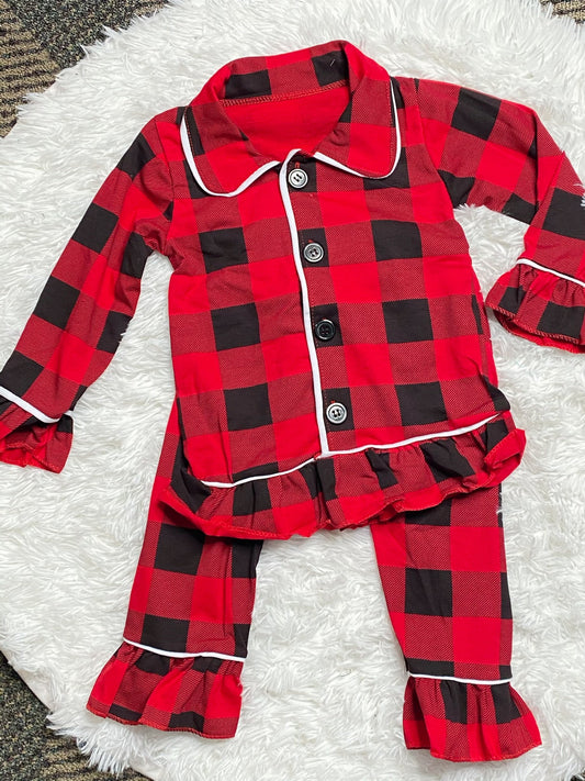 Buffalo Plaid Girls Pajamas - Double Take Western Boutique