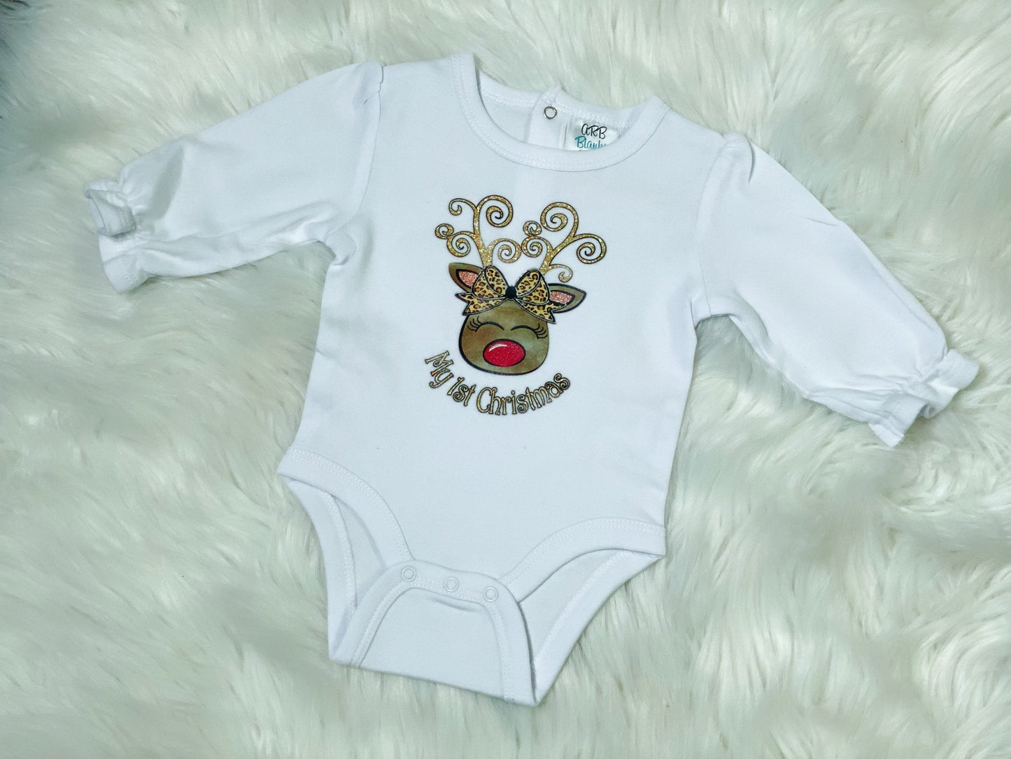My First Christmas Reindeer Onesie - Nico Bella Boutique 