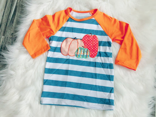 Boys Pumpkin Applique Raglan - Nico Bella Boutique 