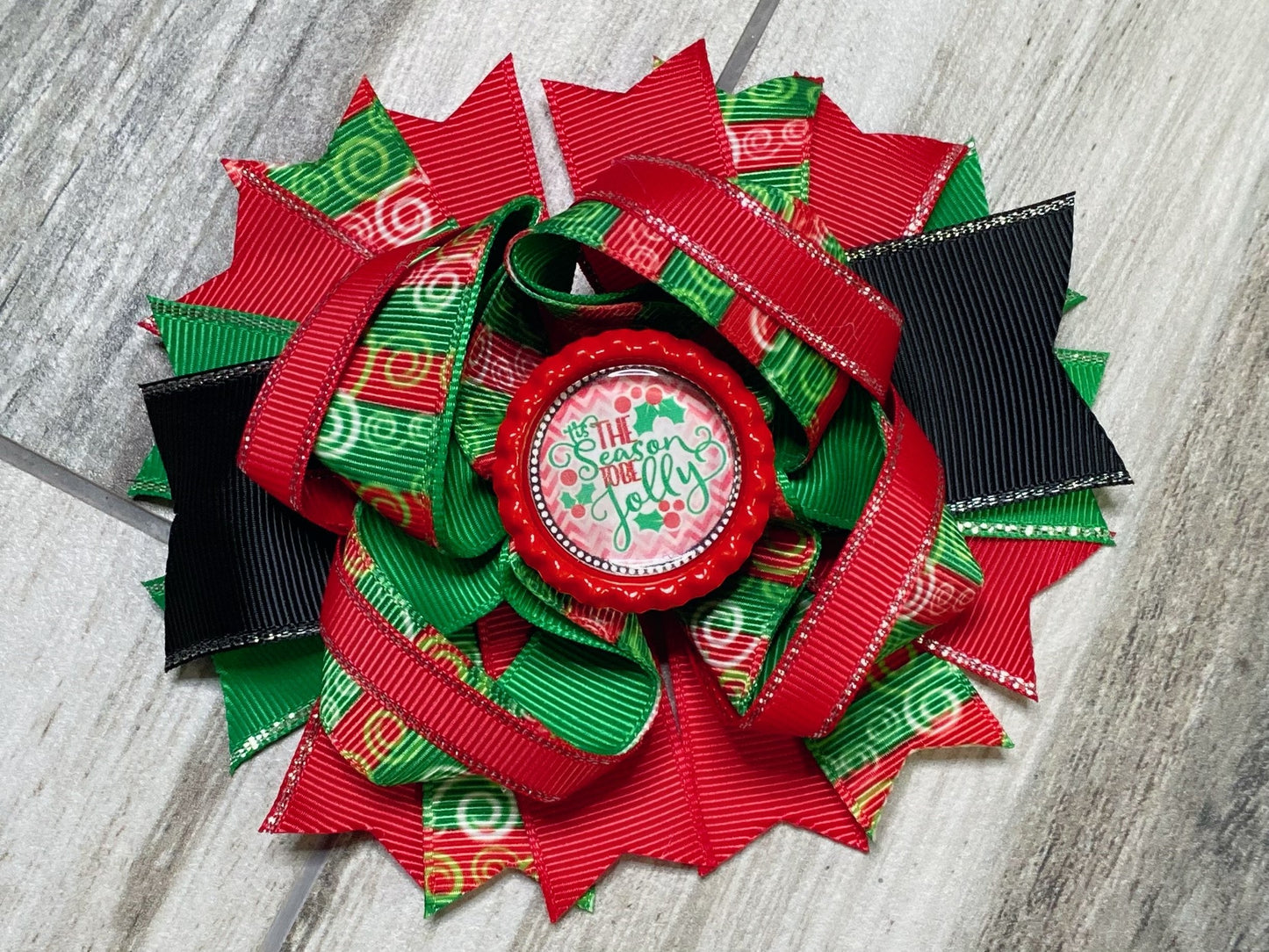 Tis the Season to be Jolly Hair Bow - Nico Bella Boutique 