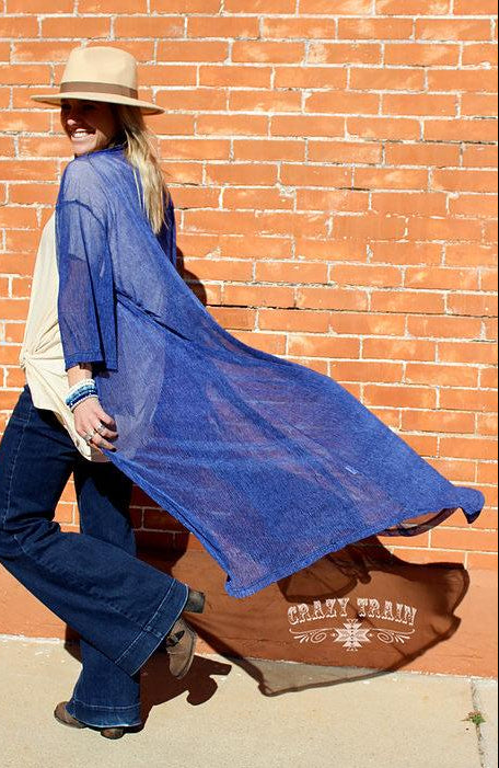 Heather Blue Duster - Nico Bella Boutique 