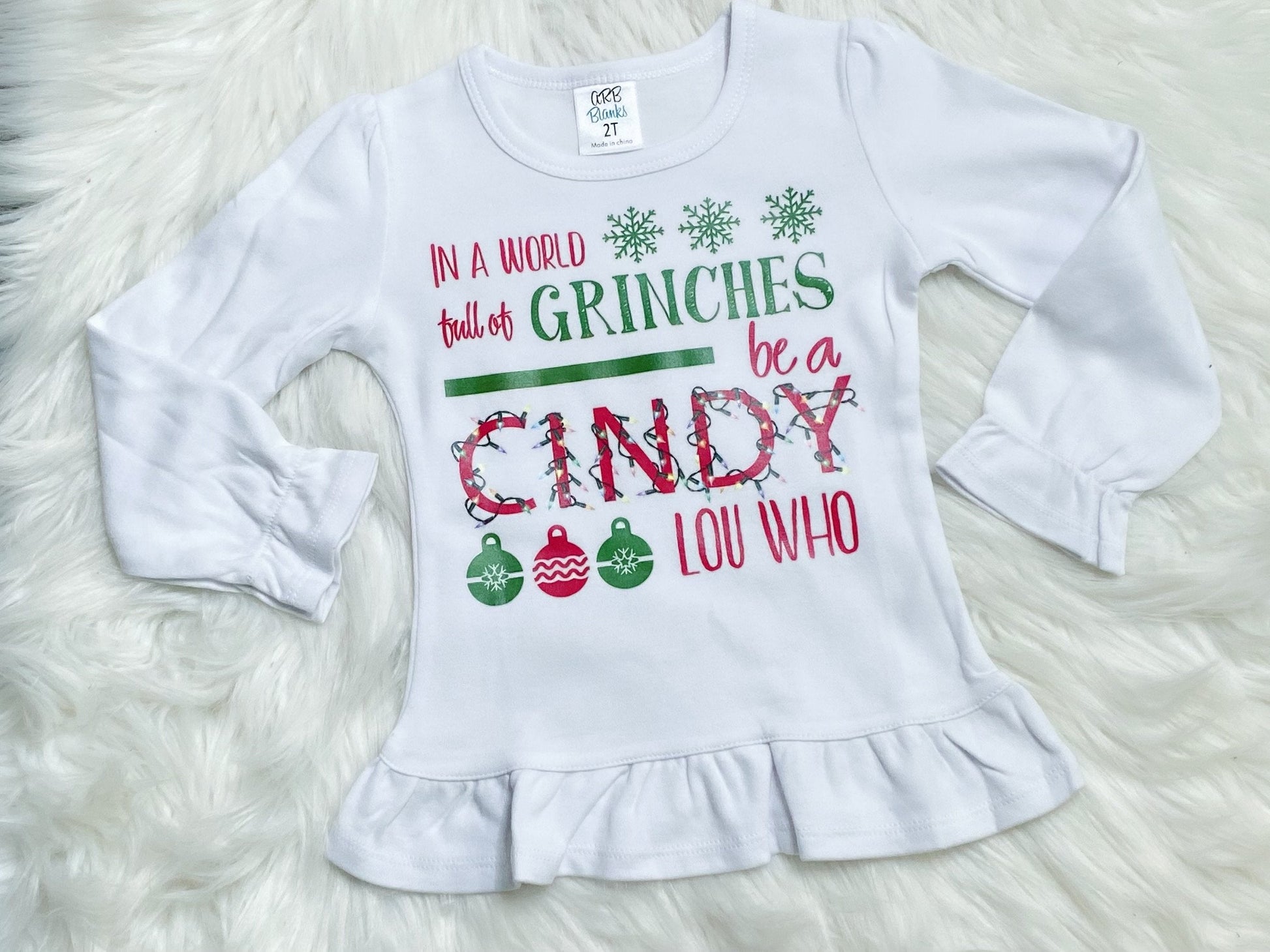 Be a Cindy Lou Who Ruffle Long Sleeve Shirt - Nico Bella Boutique 