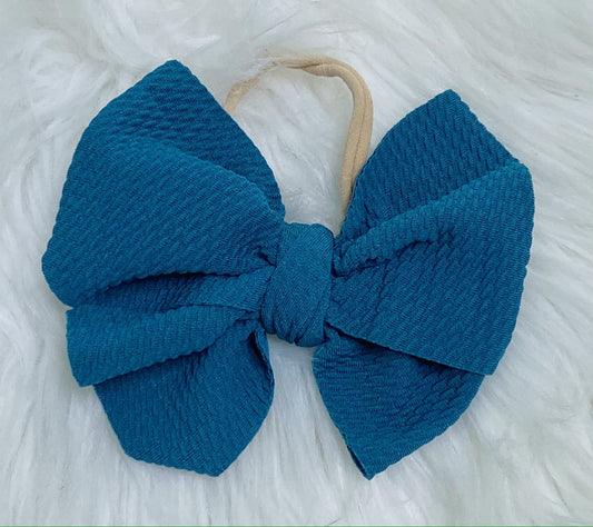 Teal Nylon Baby Bow Headband - Nico Bella Boutique 