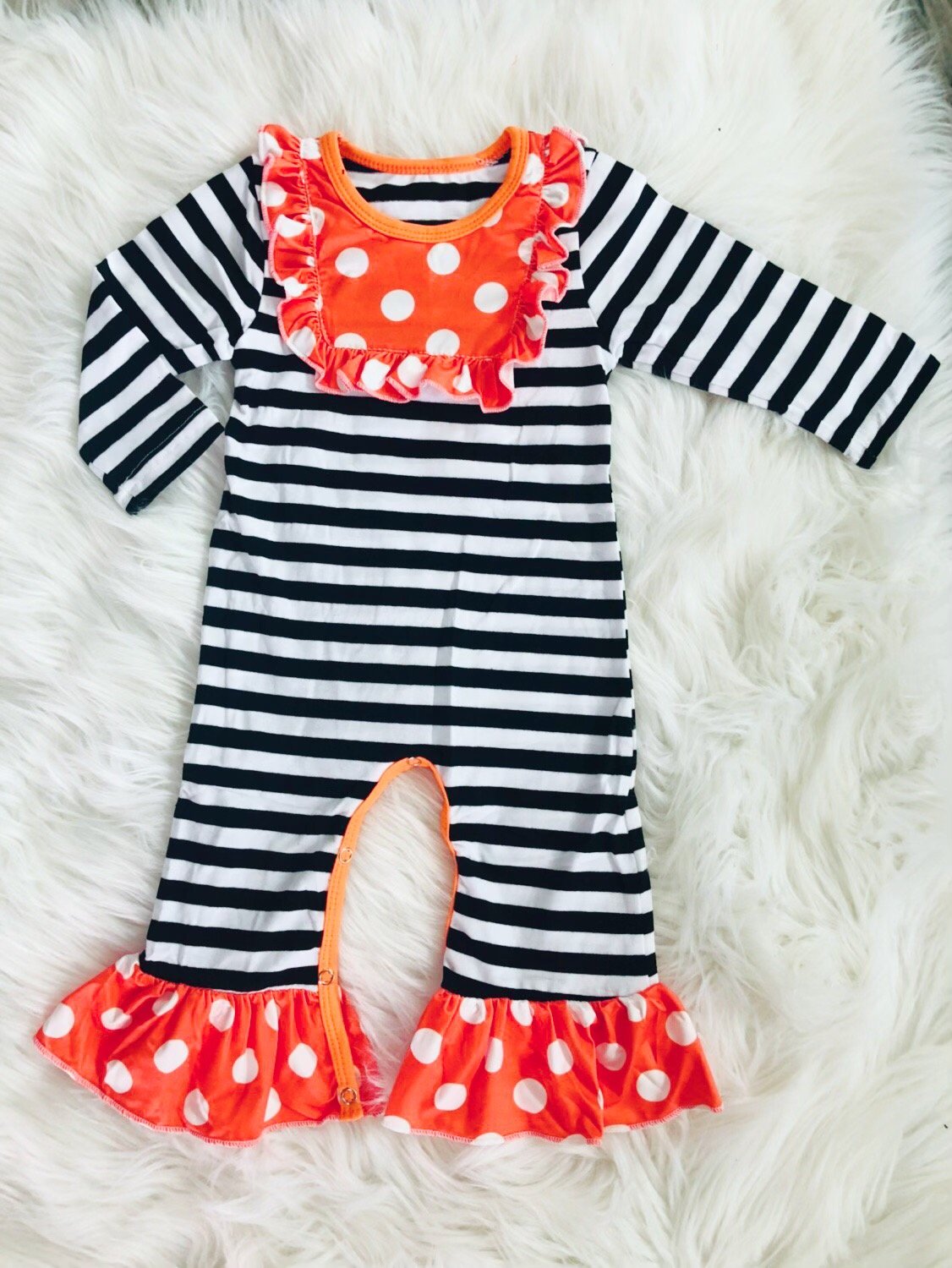 Black and Orange Romper - Nico Bella Boutique 