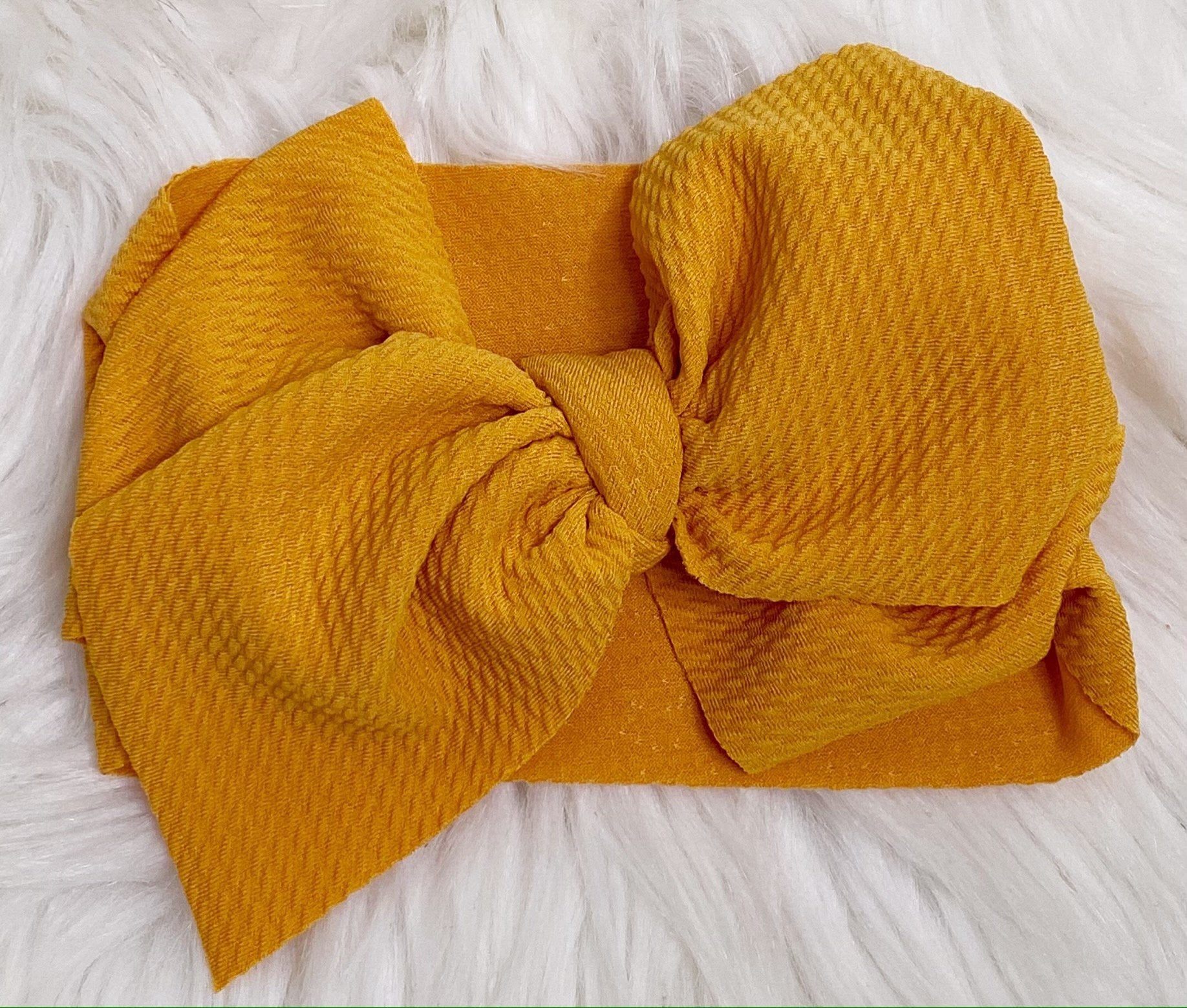 Mustard Head Wrap Bow Headband - Nico Bella Boutique 
