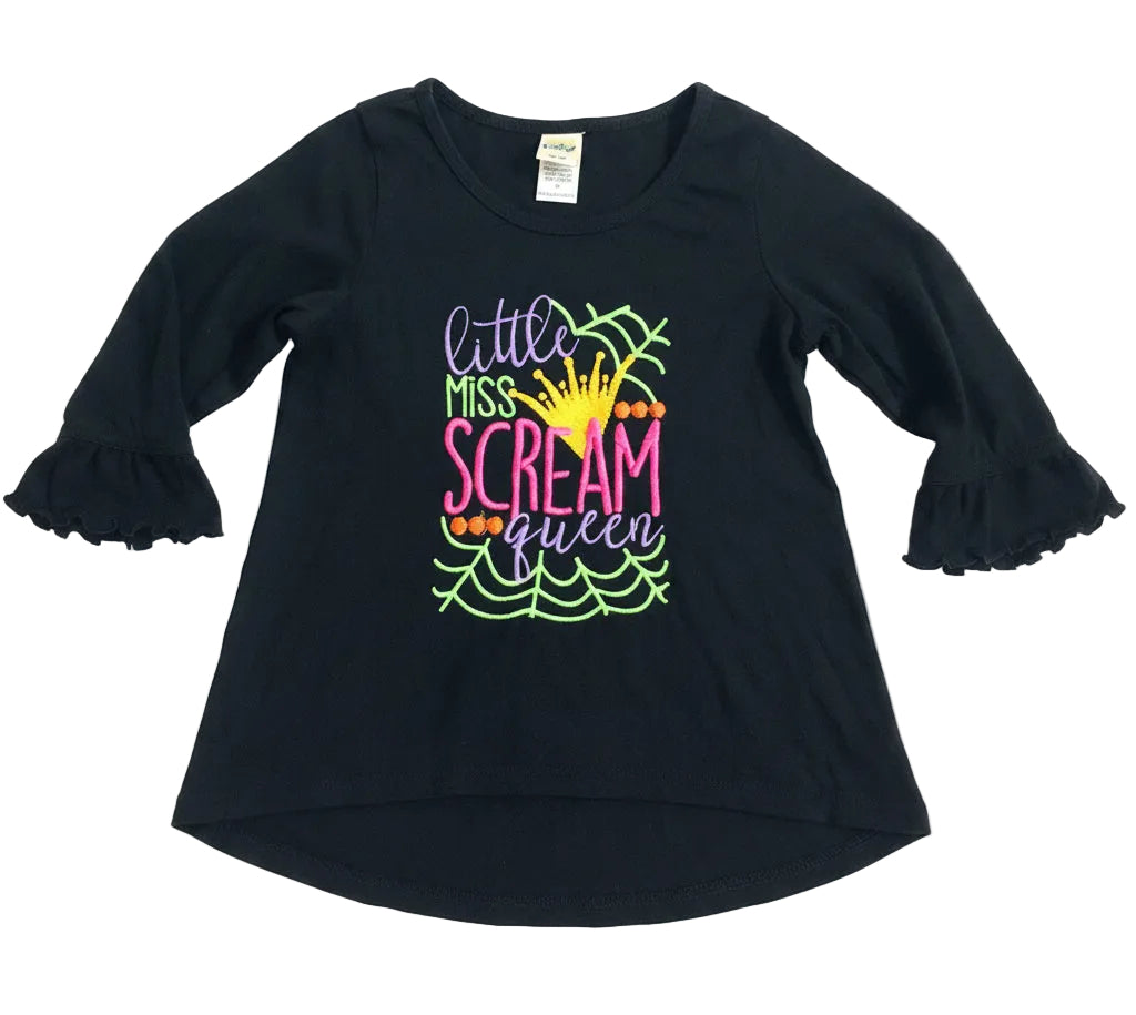 Little Miss Scream Queen Embroidered Hi-Lo Shirt - Nico Bella Boutique 