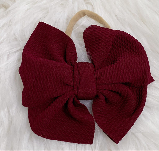Wine Nylon Baby Bow Headband - Nico Bella Boutique 