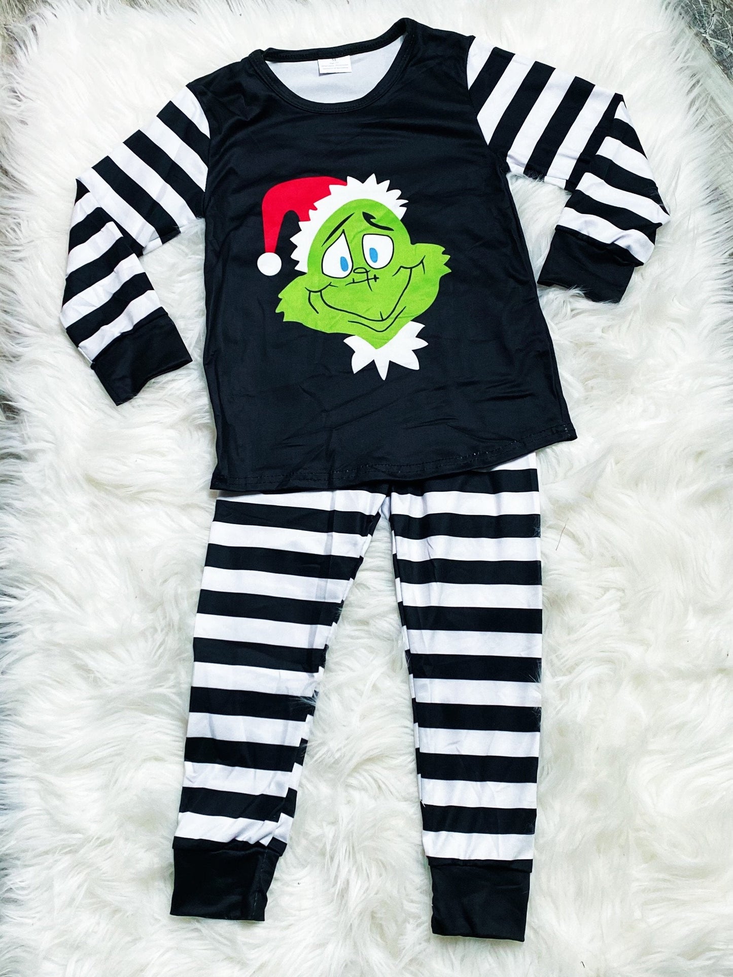 Grinch Stripe Pajamas - Nico Bella Boutique 