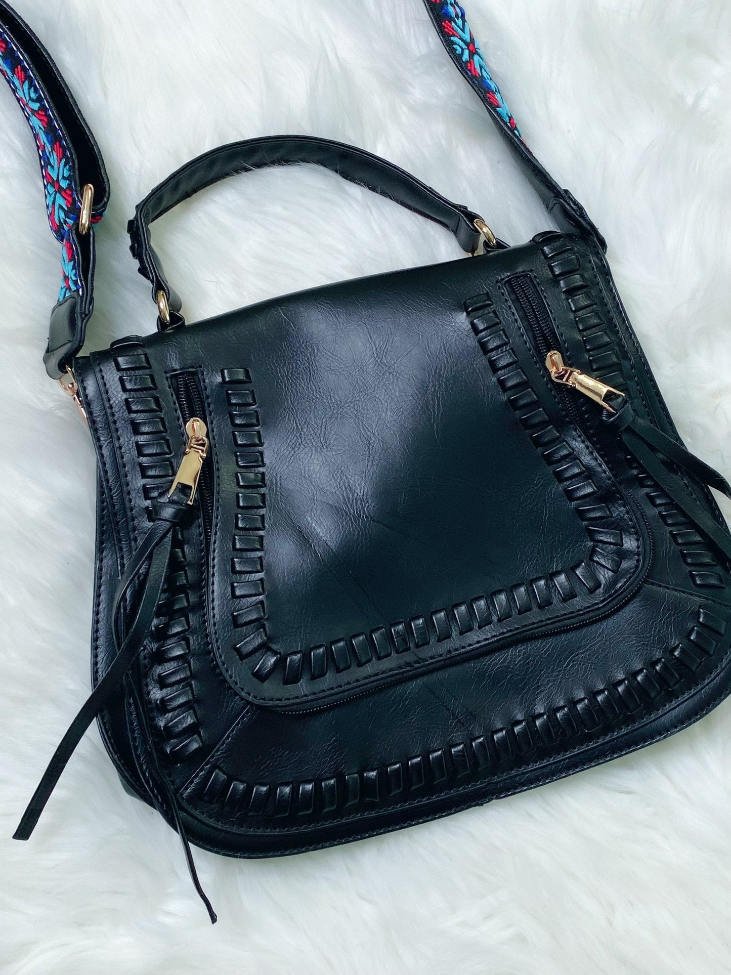 Black Guitar Strap Crossbody Purse - Nico Bella Boutique 