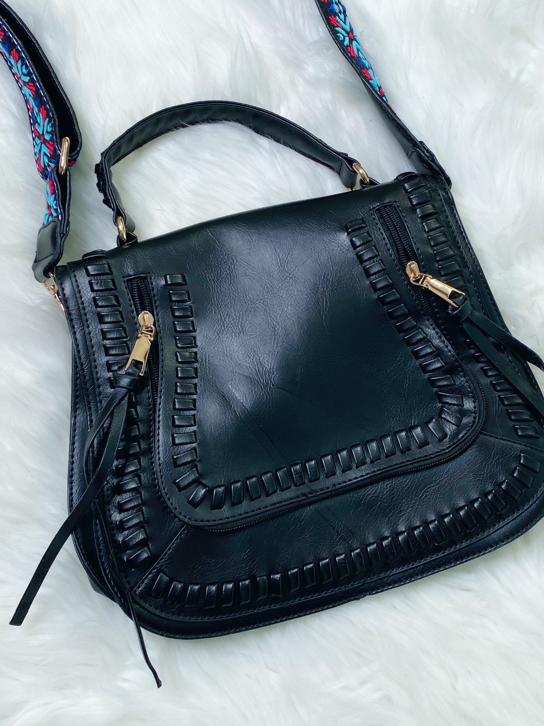 Black Guitar Strap Crossbody Purse - Nico Bella Boutique 