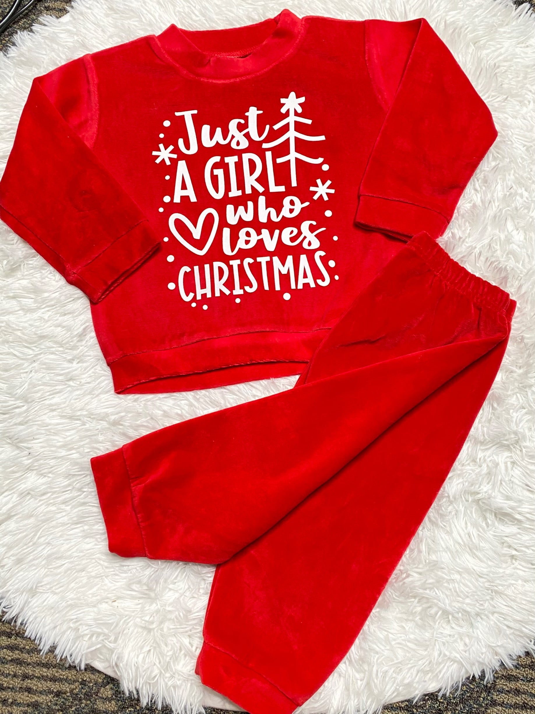 Just a Girl Who Loves Christmas Velour Set - Double Take Western Boutique