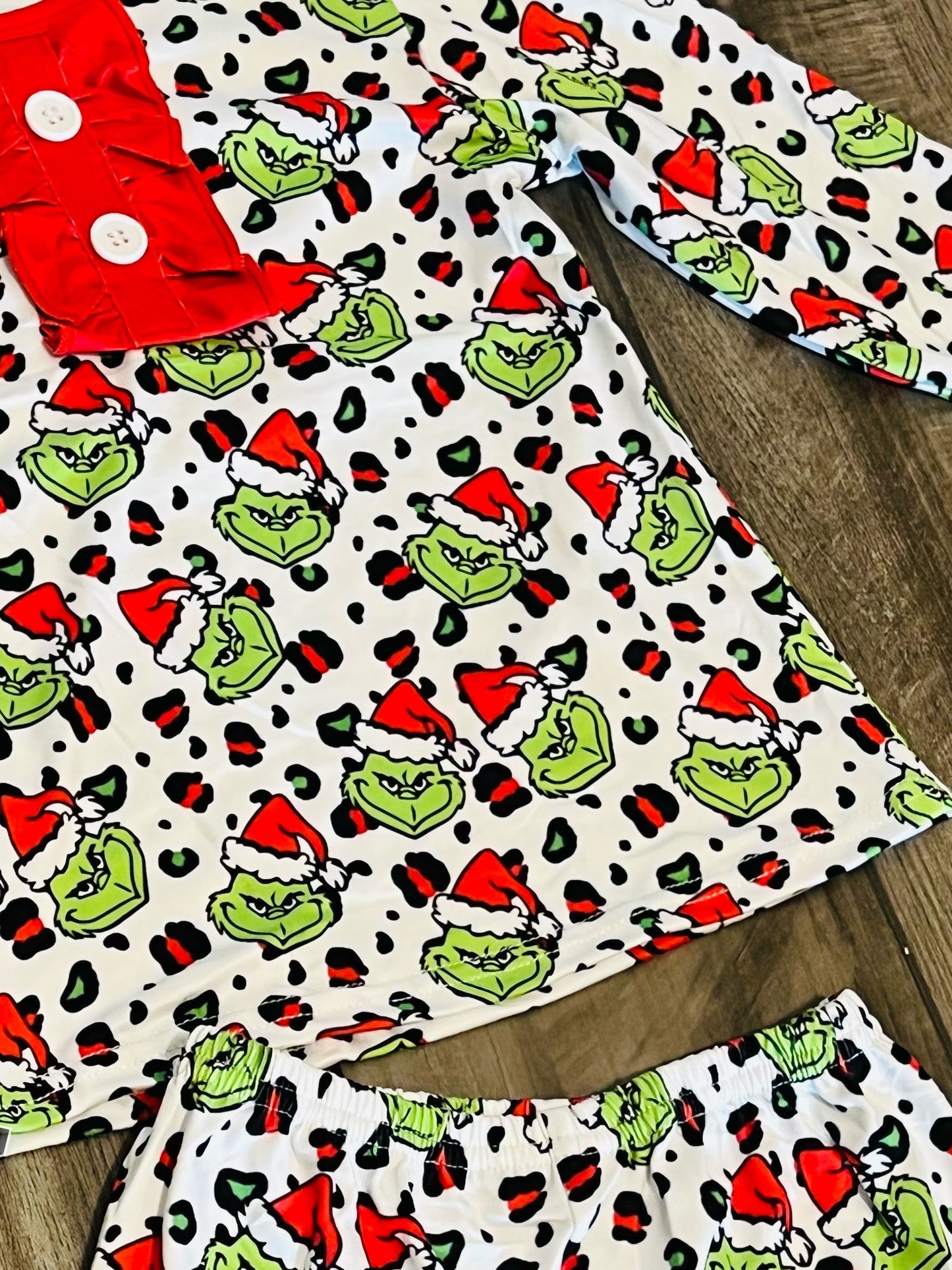 Grinch Leopard Christmas Pajama Set