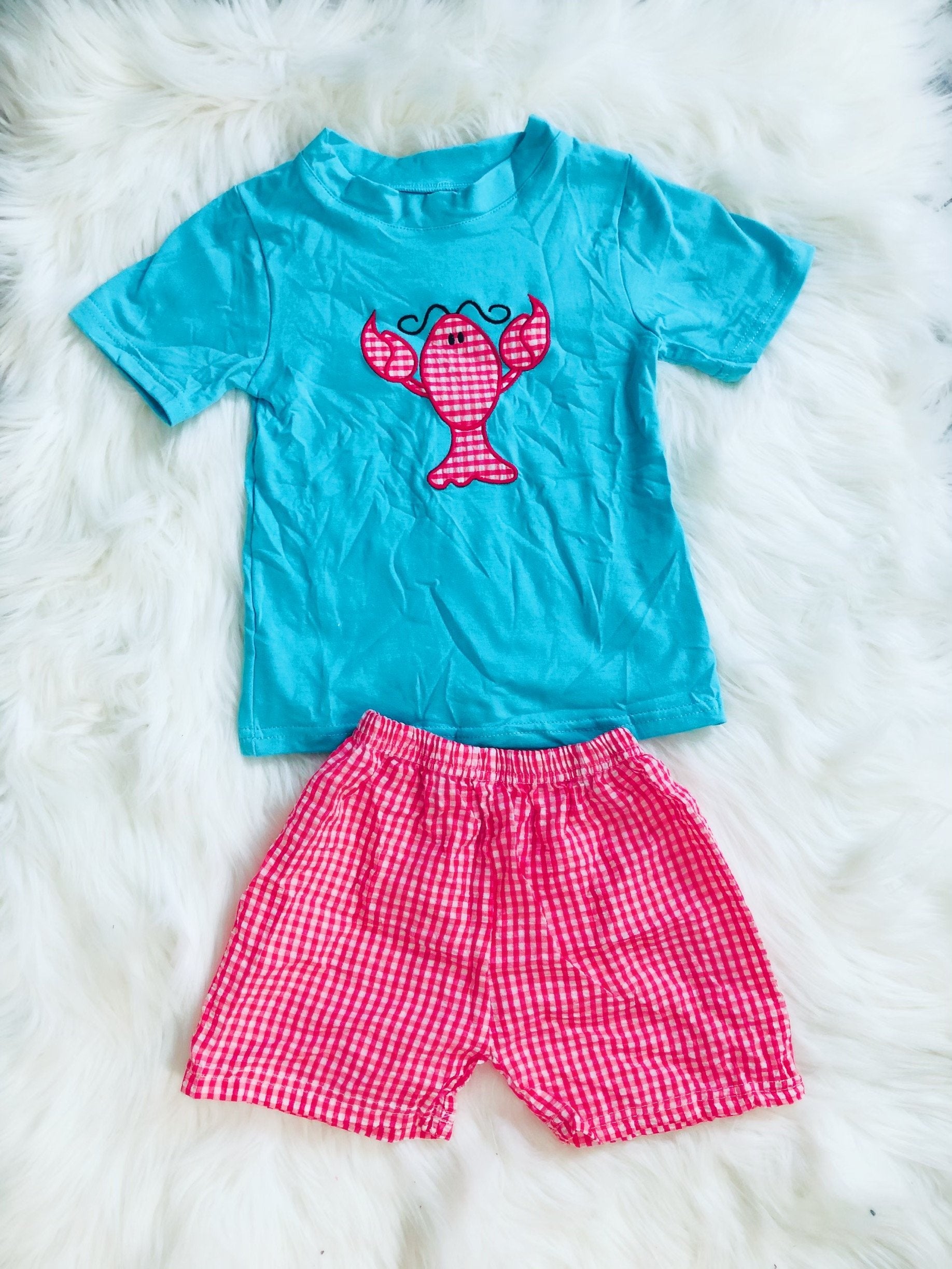 Boys Lobster Crawfish Applique Short Set - Nico Bella Boutique 