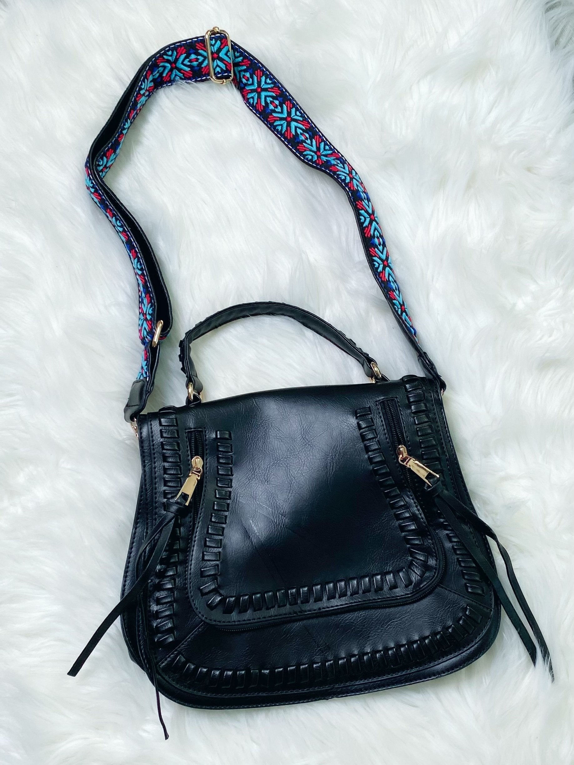 Black Guitar Strap Crossbody Purse - Nico Bella Boutique 