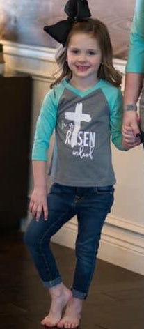 He is Risen Indeed Kids Raglan - Nico Bella Boutique 