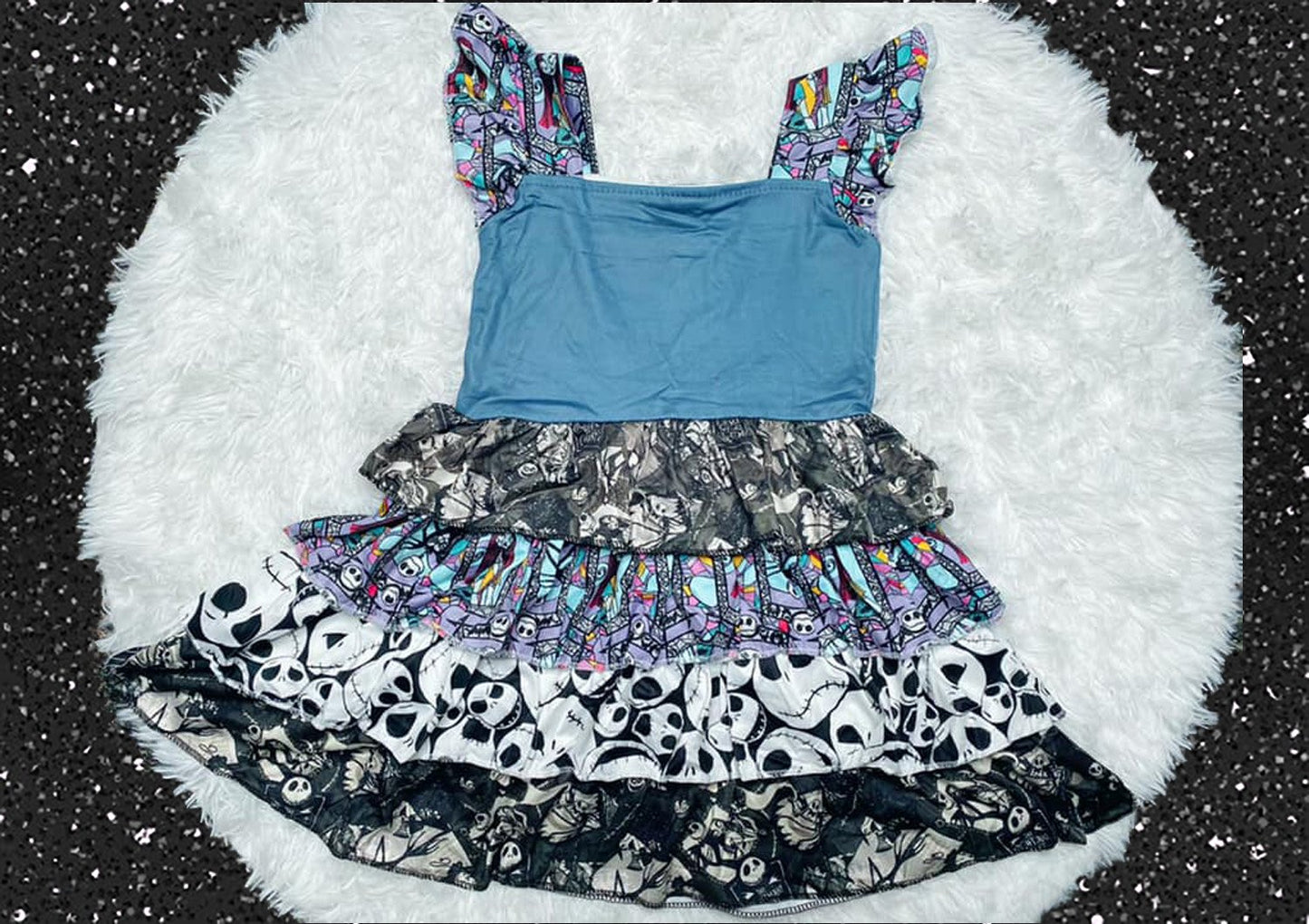 Nightmare Before Christmas Tier Ruffle Dress - Nico Bella Boutique 